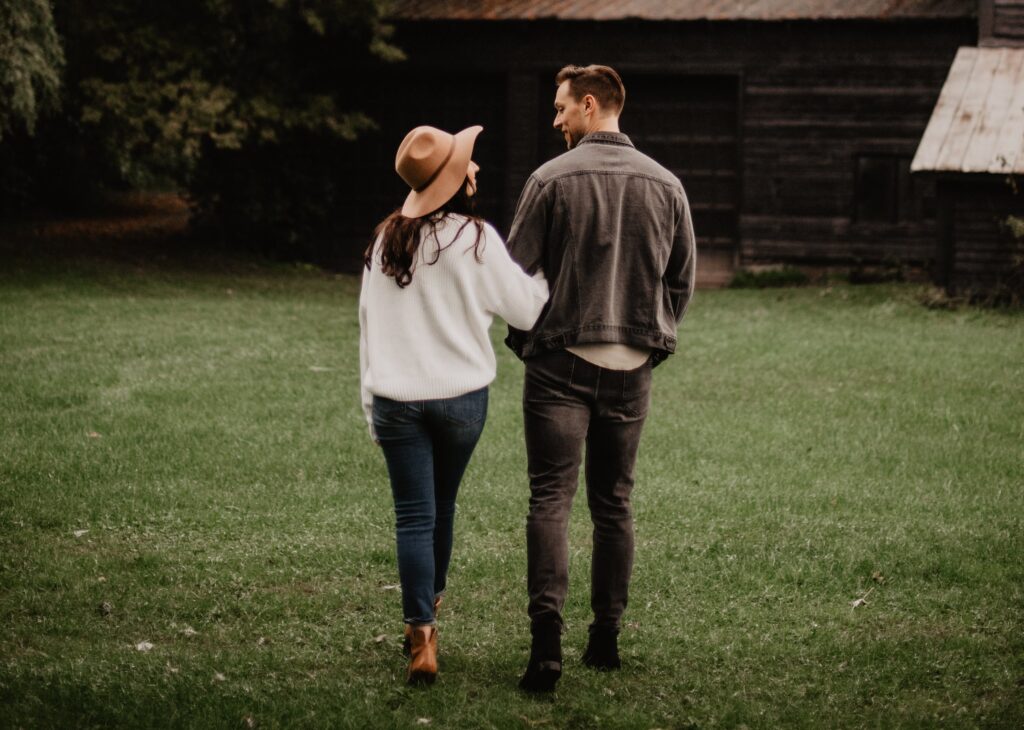 swinger couple walking together