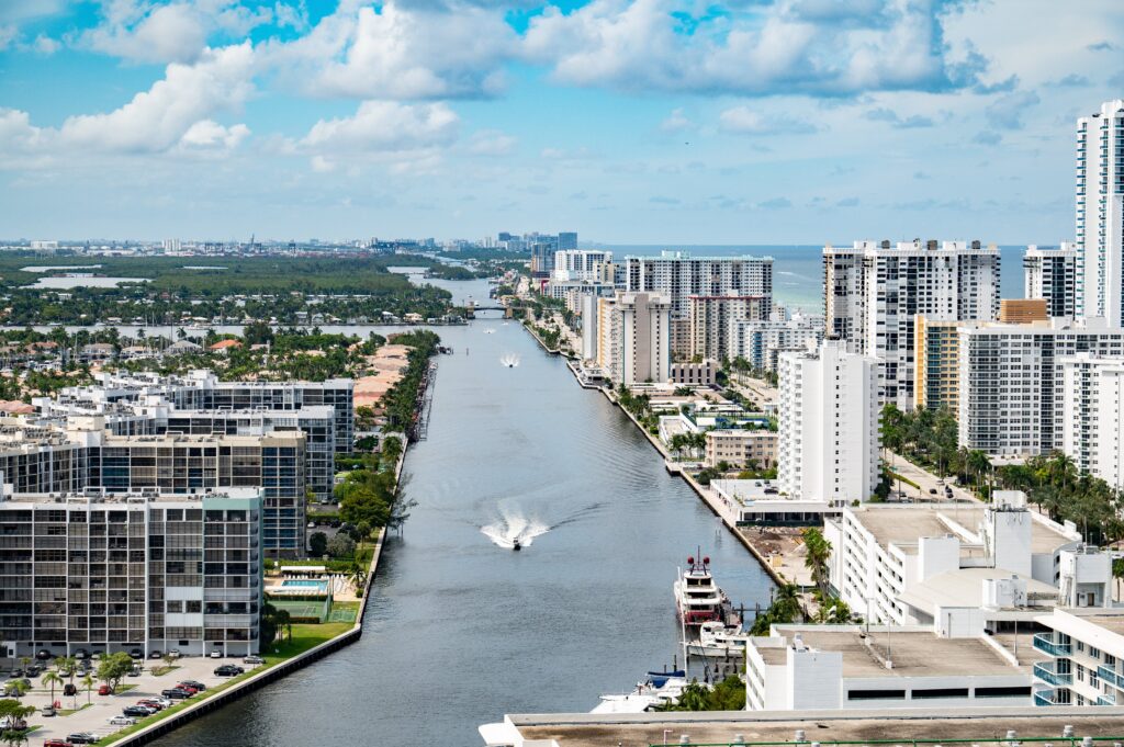 Aerial view of swinger friendly city Fort Lauderdale, Fl 