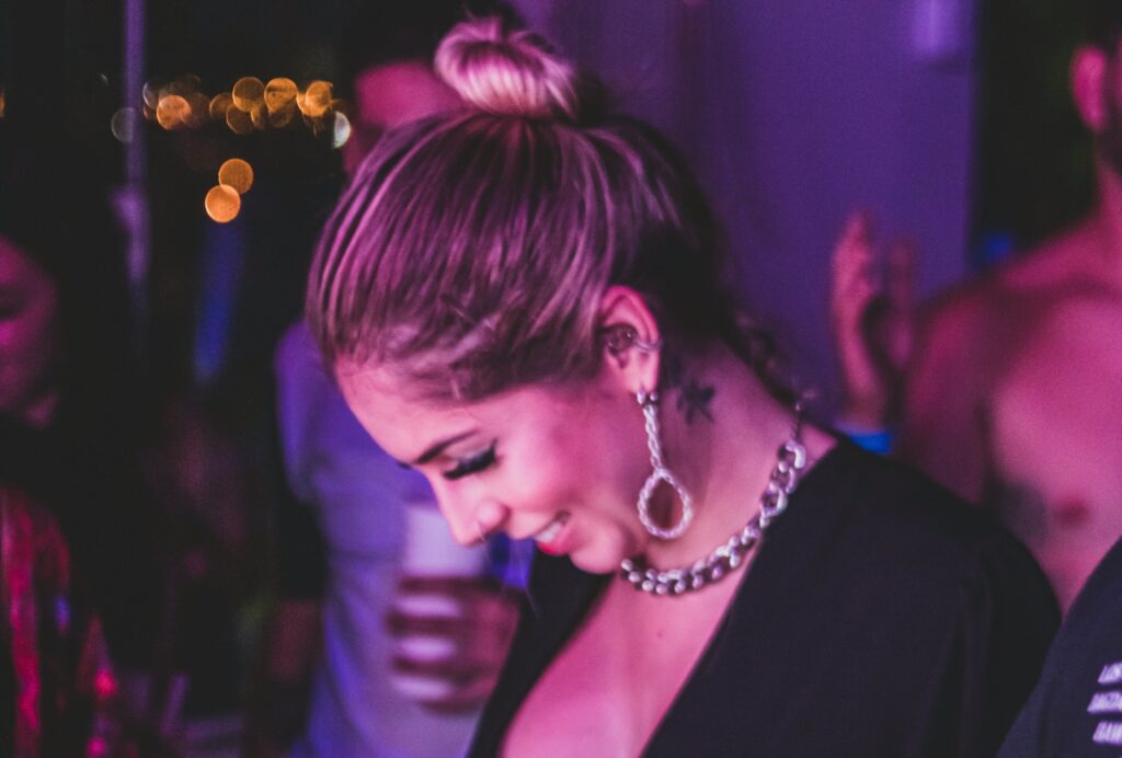 Woman dancing at a swingers club