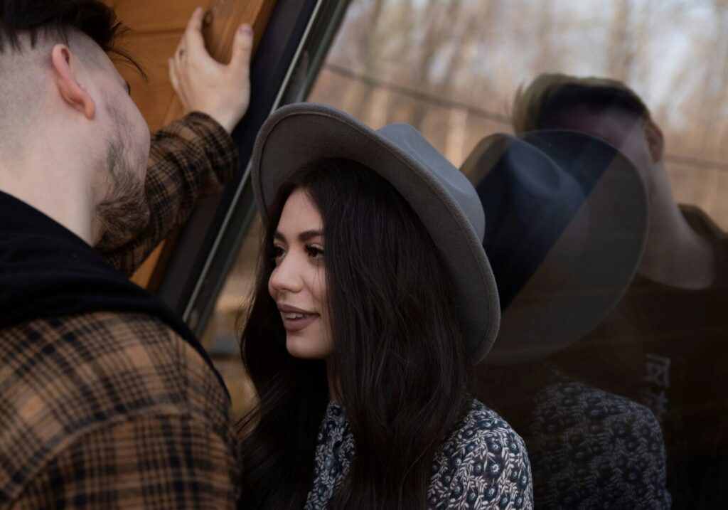 man and woman on a date