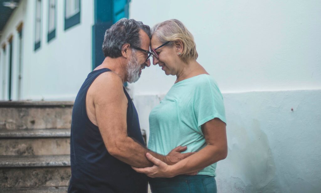 Older couple embracing