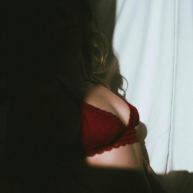 Woman in lingerie experiencing sexual frustration