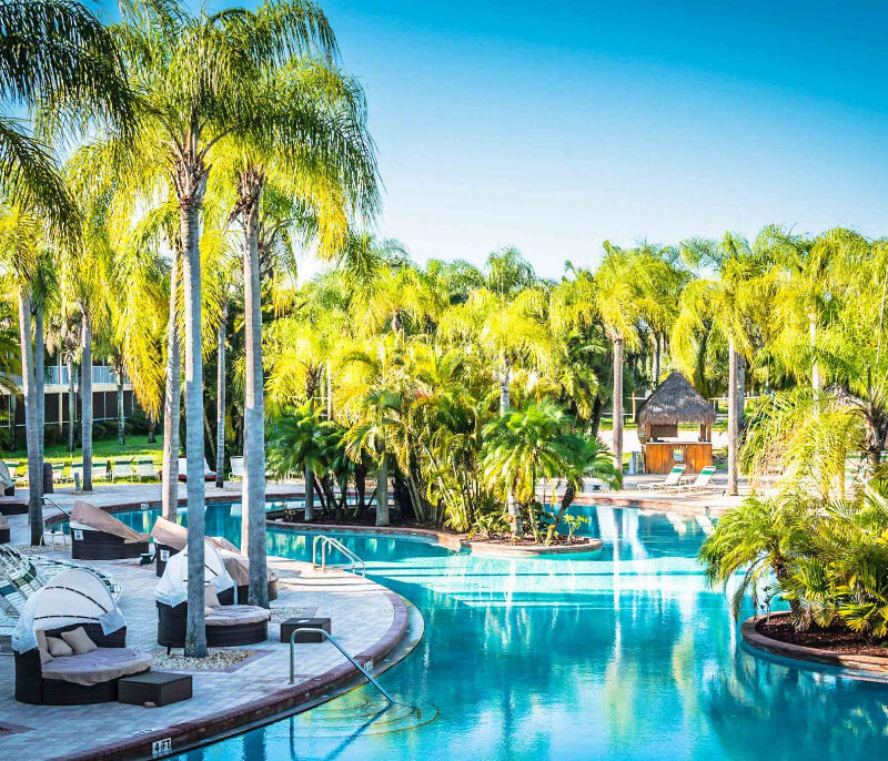 A picture of the pool area at caliente resort in Florida