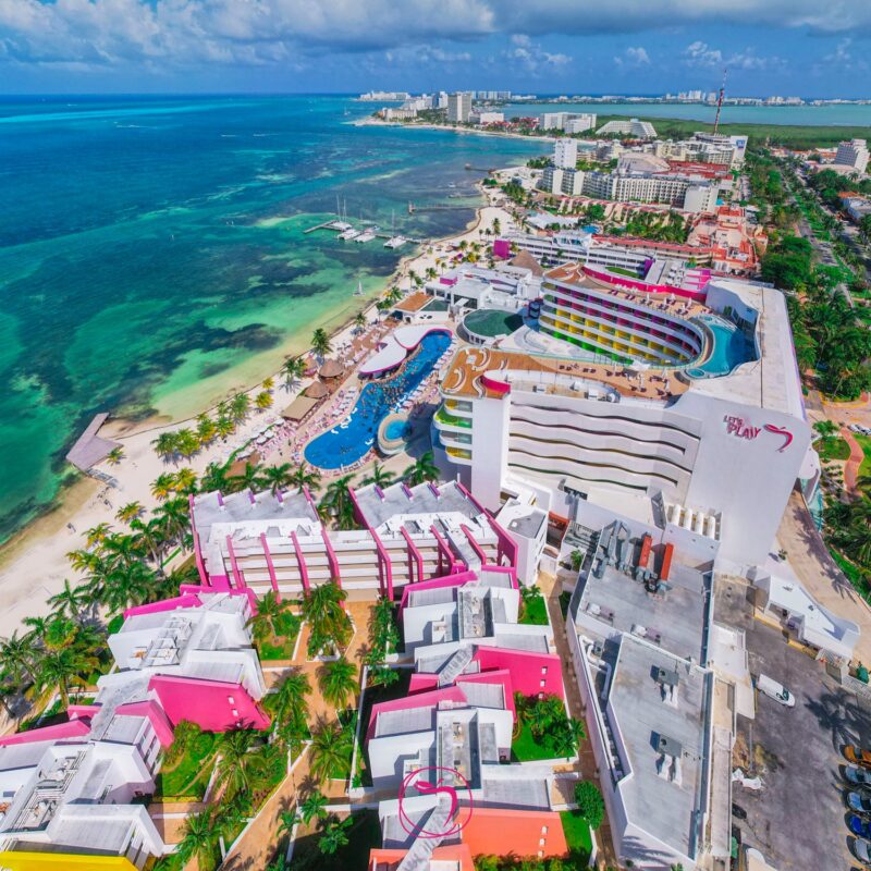 Aerial view of Temptation Cancun Resort in Mexico
