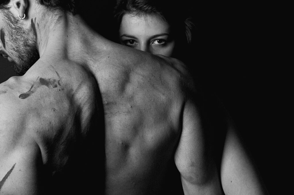 sexy couple in black and white