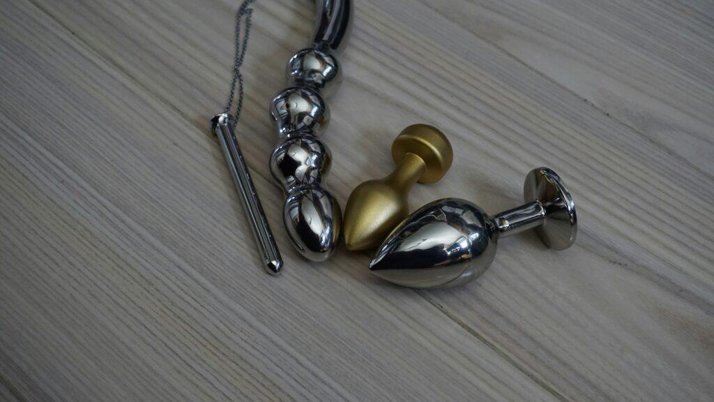 silver and gold beaded