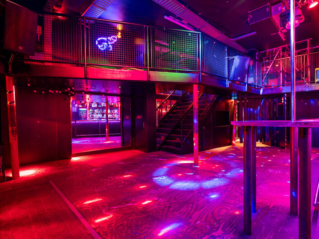 stairway and disco lights