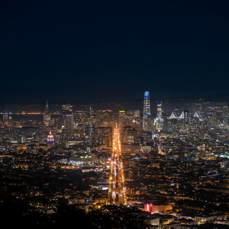 aerial photography of city at night