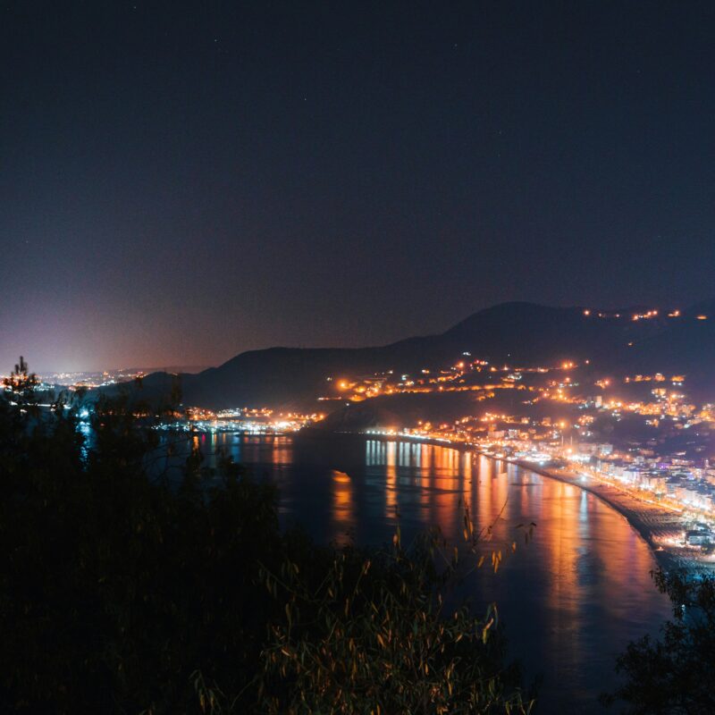 a sunset over a body of water