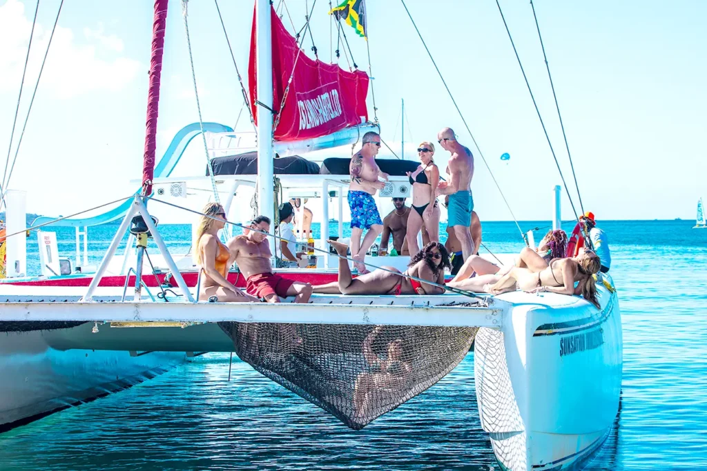 Picture of swingers enjoying water adventures catamaran at Hedonism II