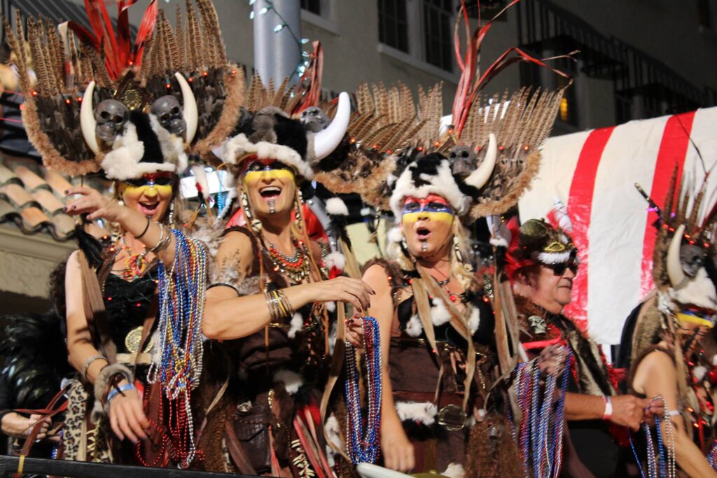 People wearing costumes in the parade