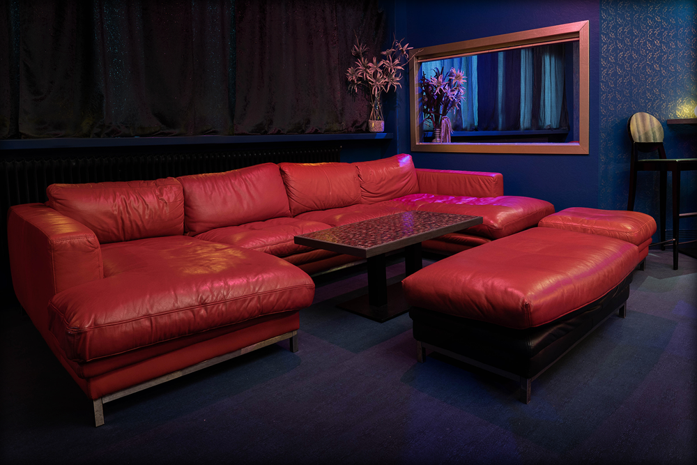 Image of cozy red couch