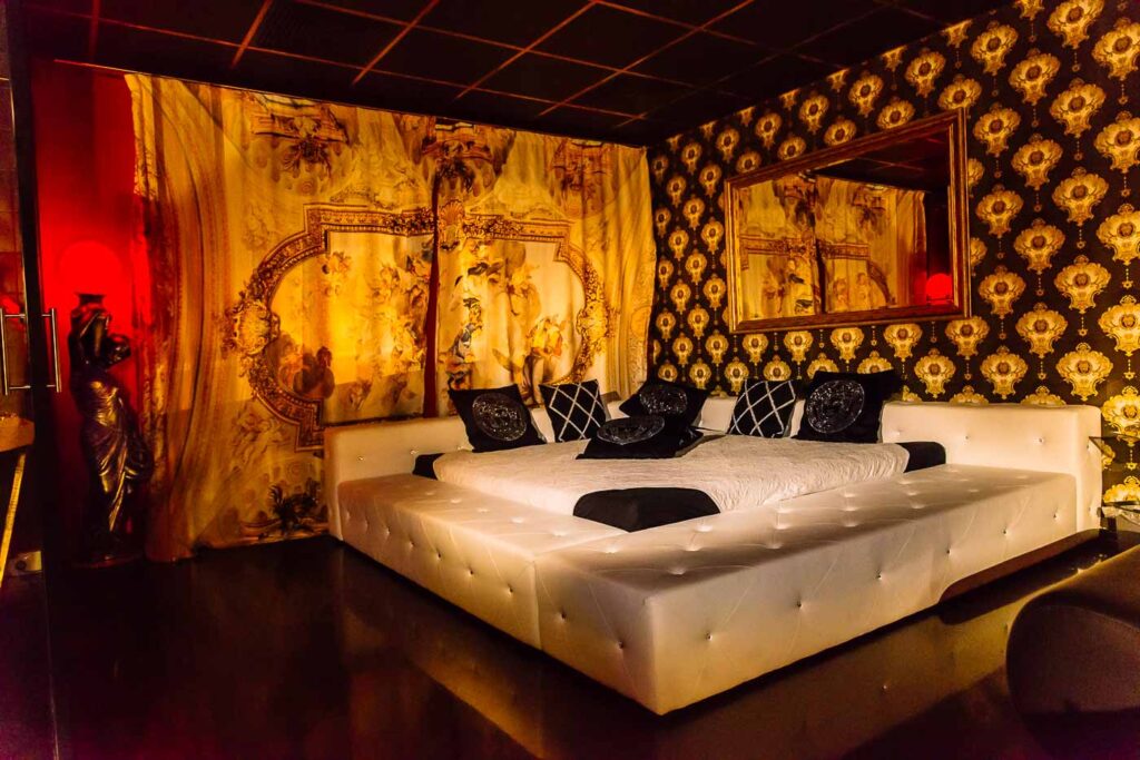 White bed in the room