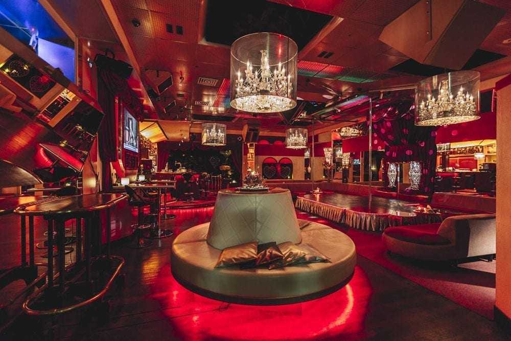 Couch at the center of the club room