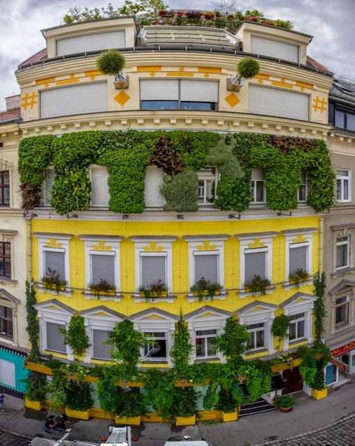 Yellow tall building