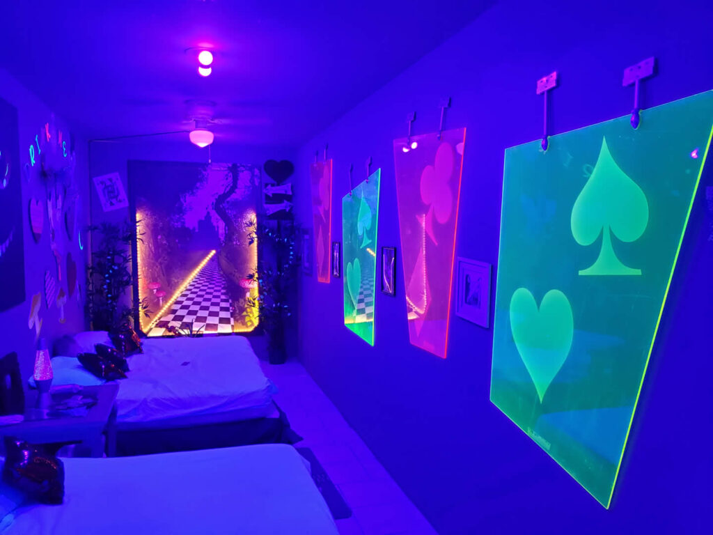 Gallery wall with led lights