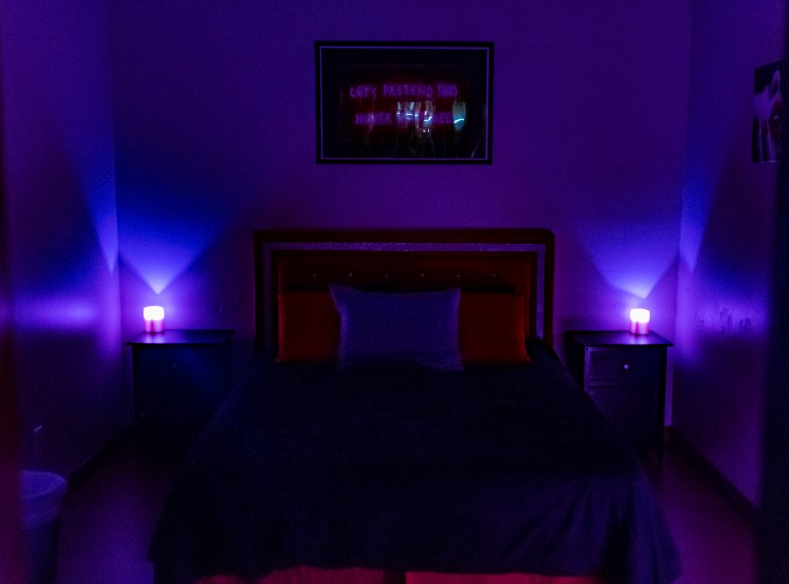 Big bedframe in the room