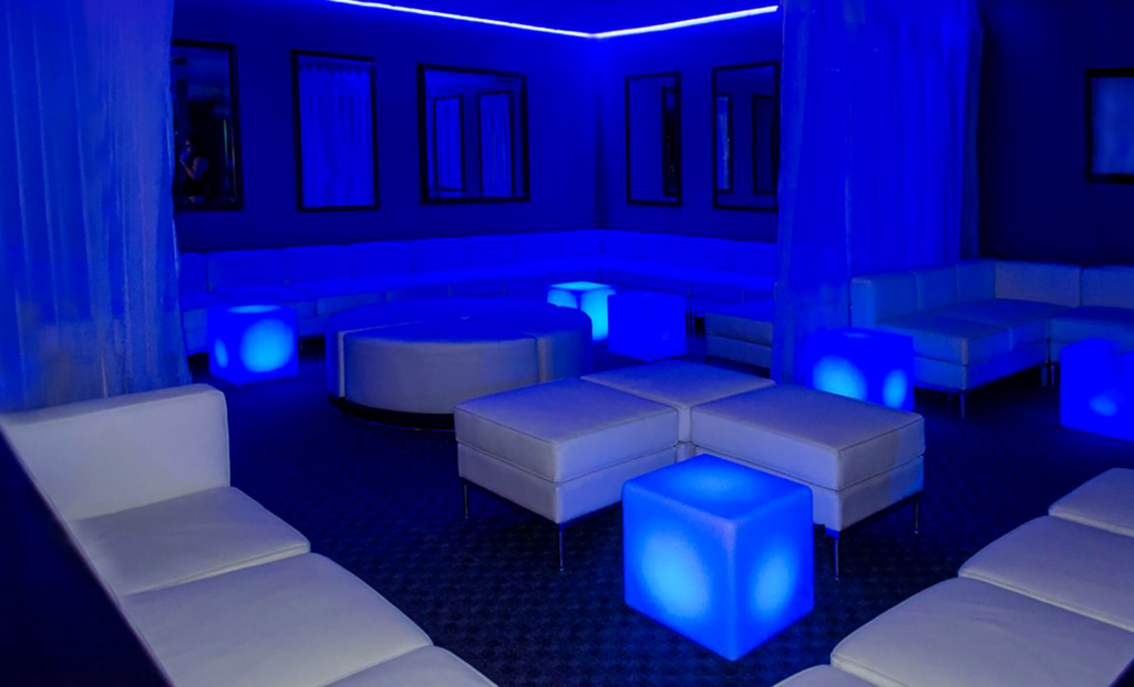 Room in the club with lights on the floor