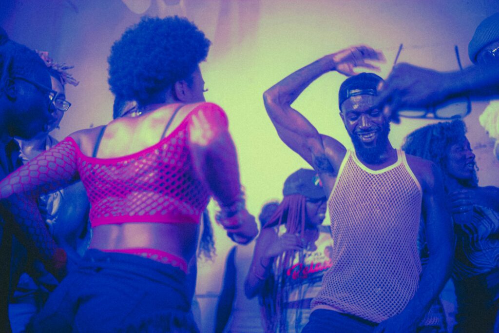 Woman and man dancing