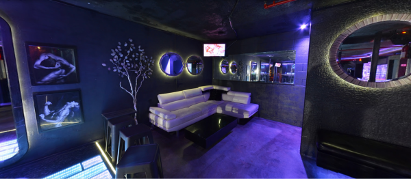Big room in the club with mirror