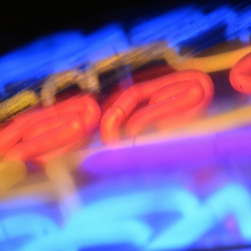 Lights in the club signage