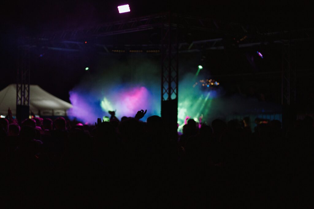 Silhouette of people in the club event