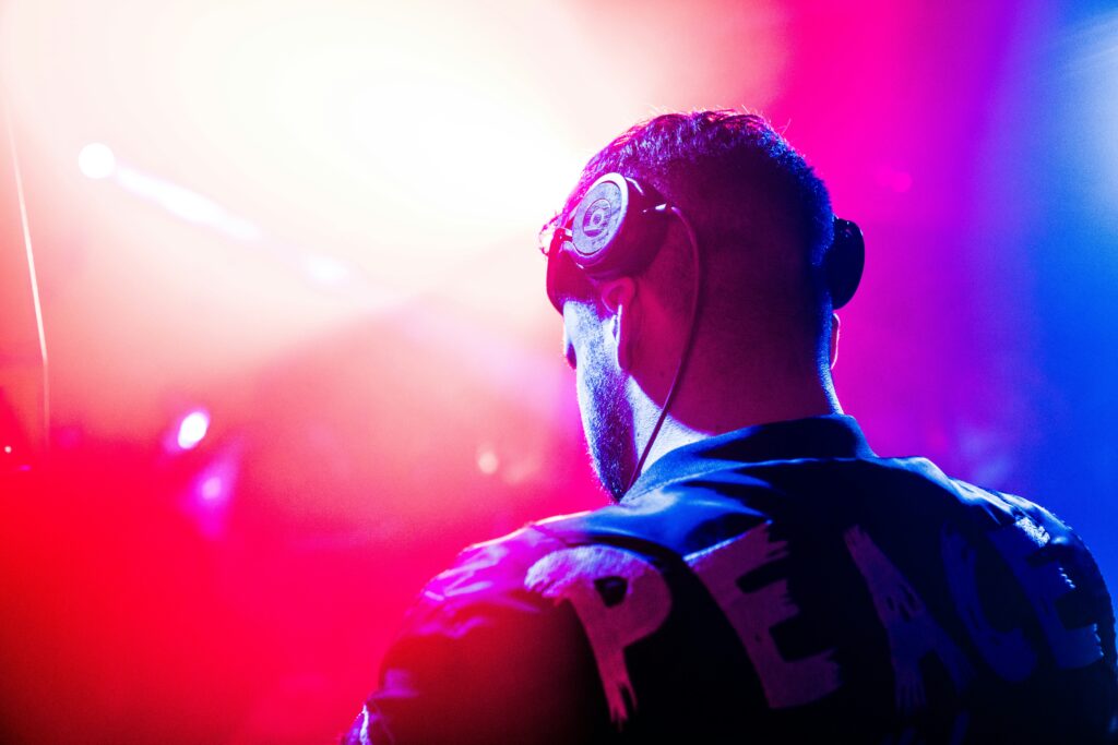 A DJ having a headset on his head