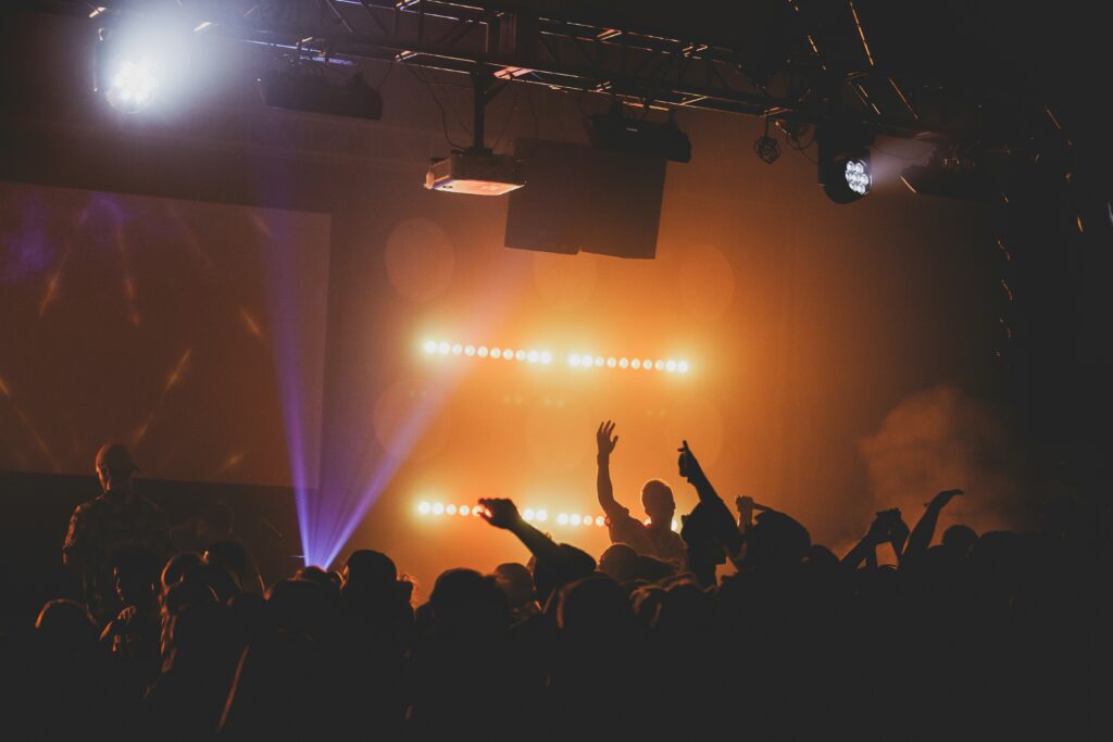 Yellow lights in the stage