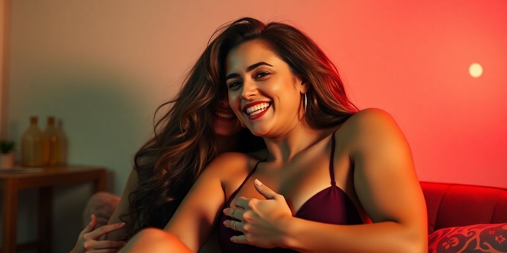 A couple enjoying a playful moment together