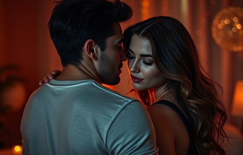 A couple in an intimate moment, exploring voyeuristic allure