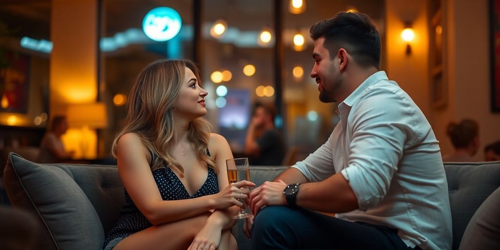 Couple communicating in an intimate, cozy setting