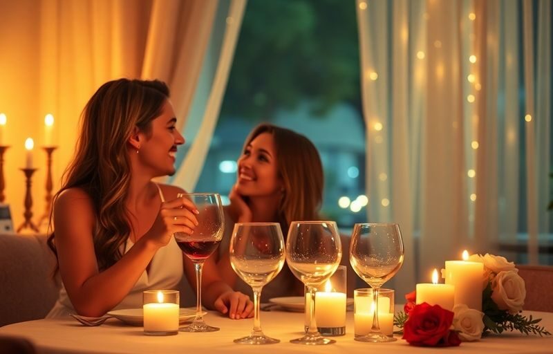 Couple dining in an intimate, romantic setting