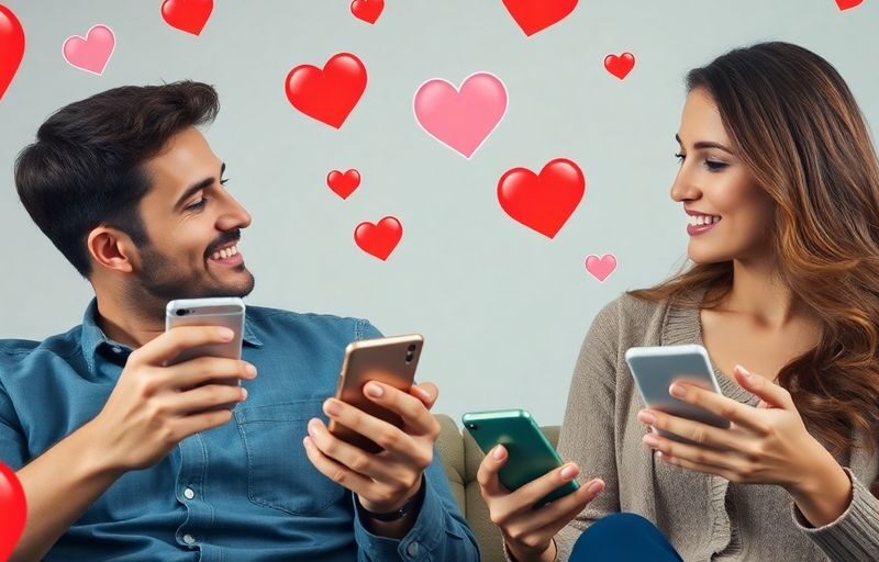 Couple discussing relationships with digital devices around them.