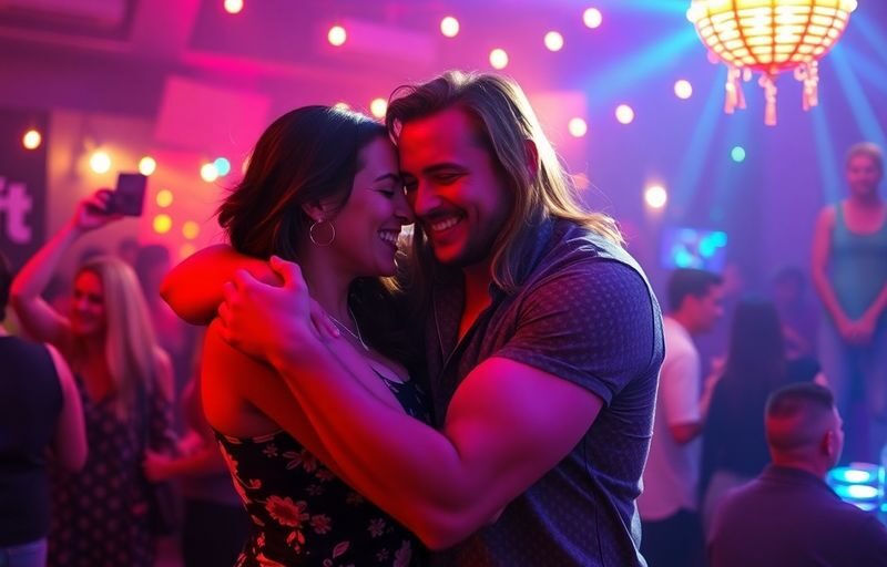 Couple enjoying a lively party atmosphere together