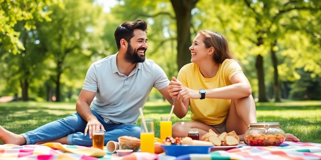 Couple enjoying a picnic, highlighting joy and connection