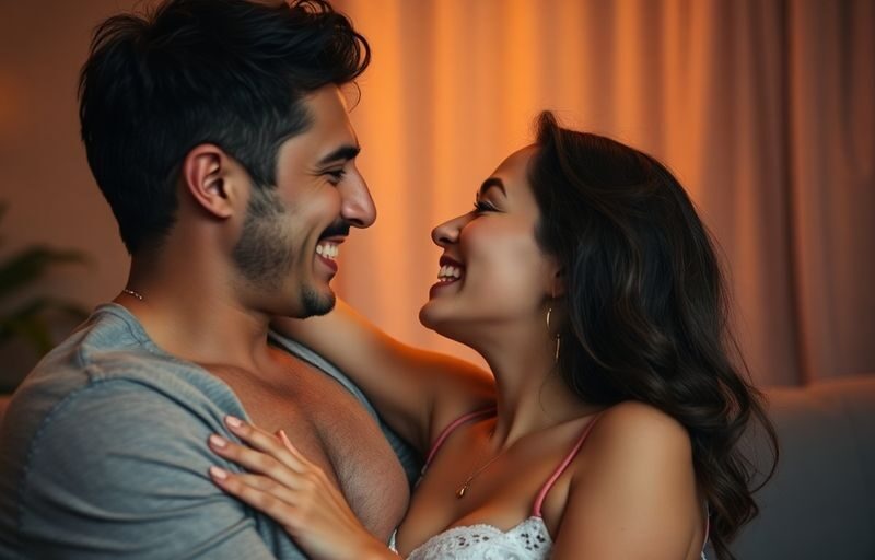 Couple enjoying a playful moment