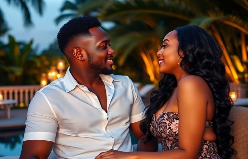 Couple enjoying a romantic evening in a luxurious escape