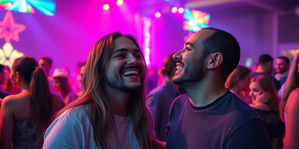 Couple enjoying a vibrant social event together