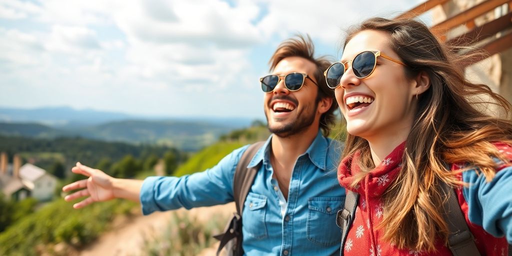 Couple enjoying adventure in a scenic outdoor setting