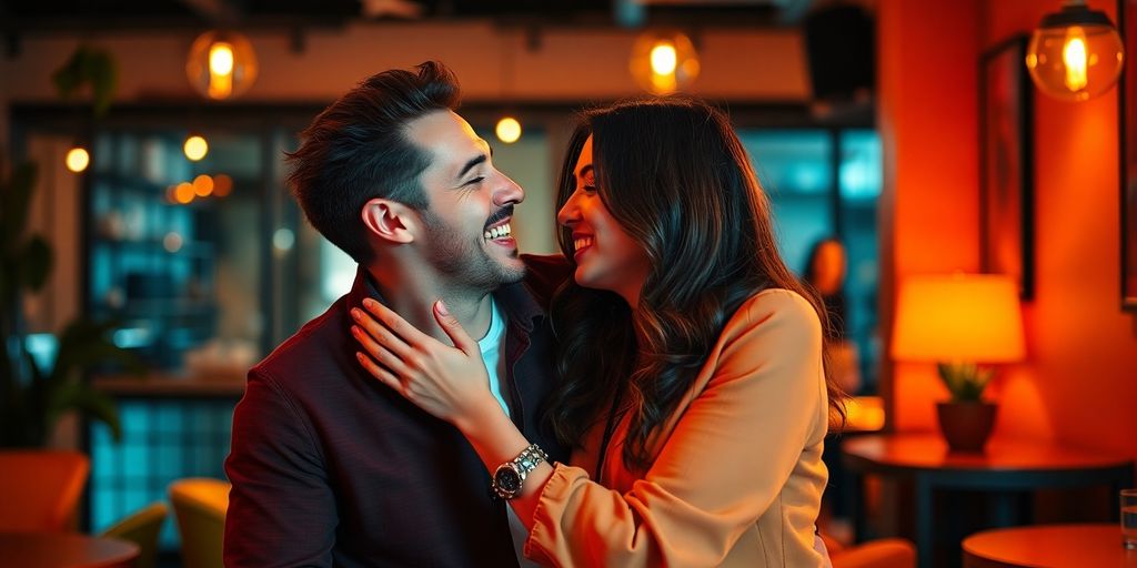 Couple enjoying an intimate moment in a cozy setting