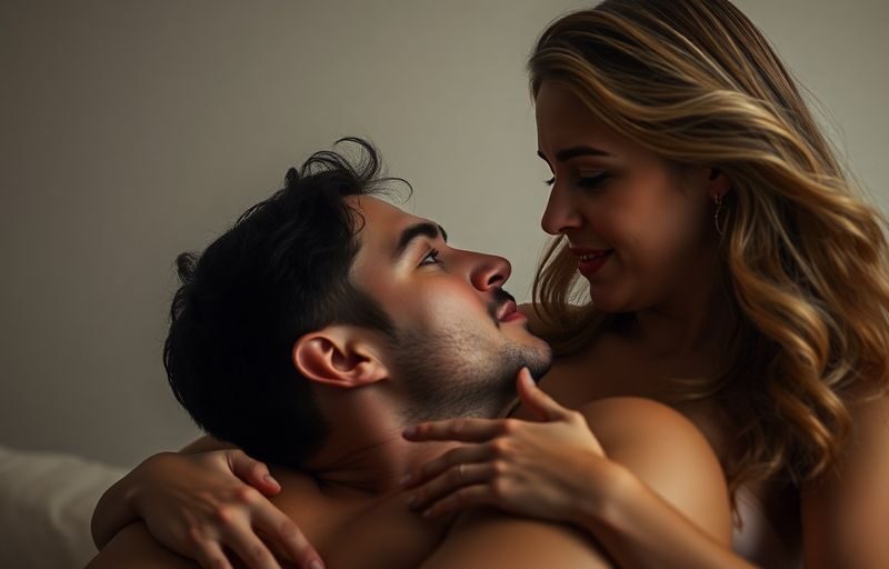 Couple exploring dominance and submission in intimate setting