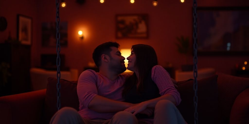 Couple in intimate setting, reflecting emotional connection