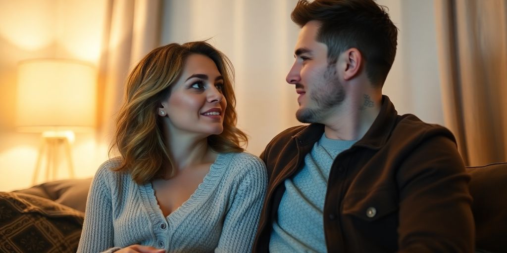 Couple sharing a moment in a cozy setting