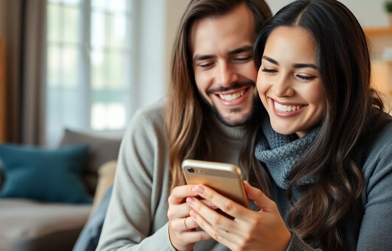 Couple sharing a moment with smartphone