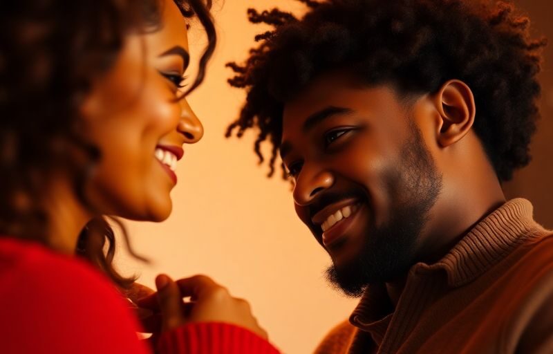 Couple sharing a passionate moment in a cozy setting