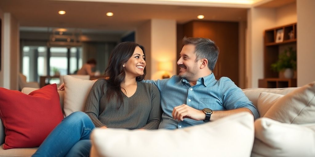 Couple sharing an intimate moment in a cozy setting