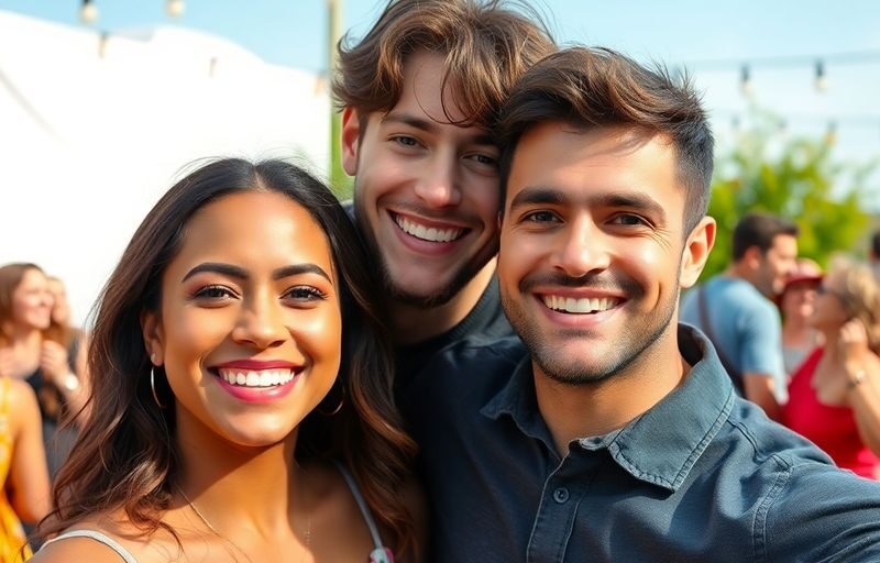Couple with friends enjoying an outdoor gathering together