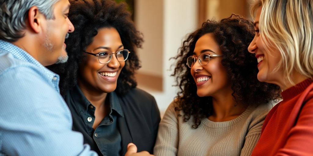 Couples communicating openly in a warm, inviting setting.