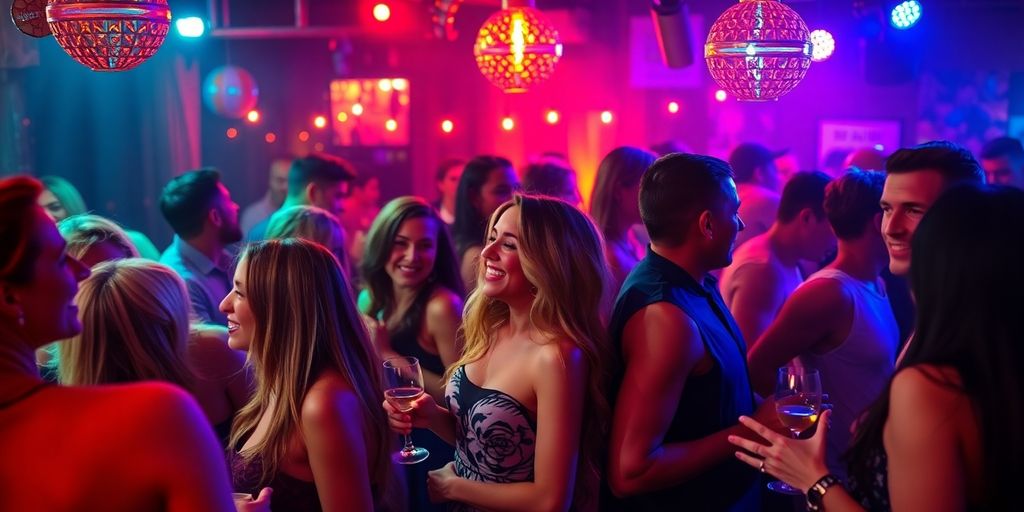 Couples enjoying a fun night at a swinger event