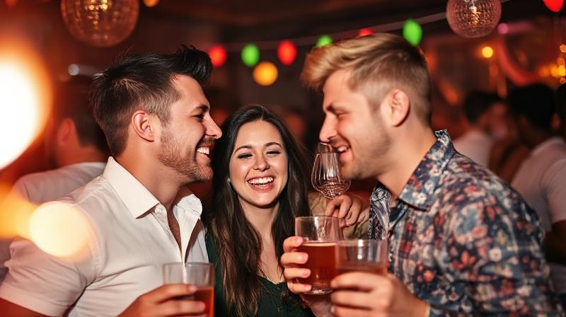 Couples enjoying a lively party atmosphere together